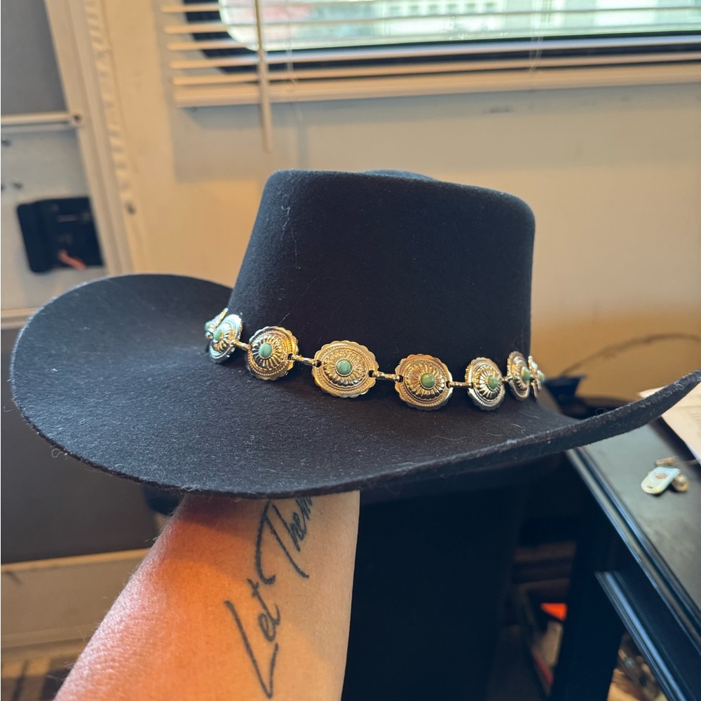 Black Western Hat with Silver and Turquoise Accents